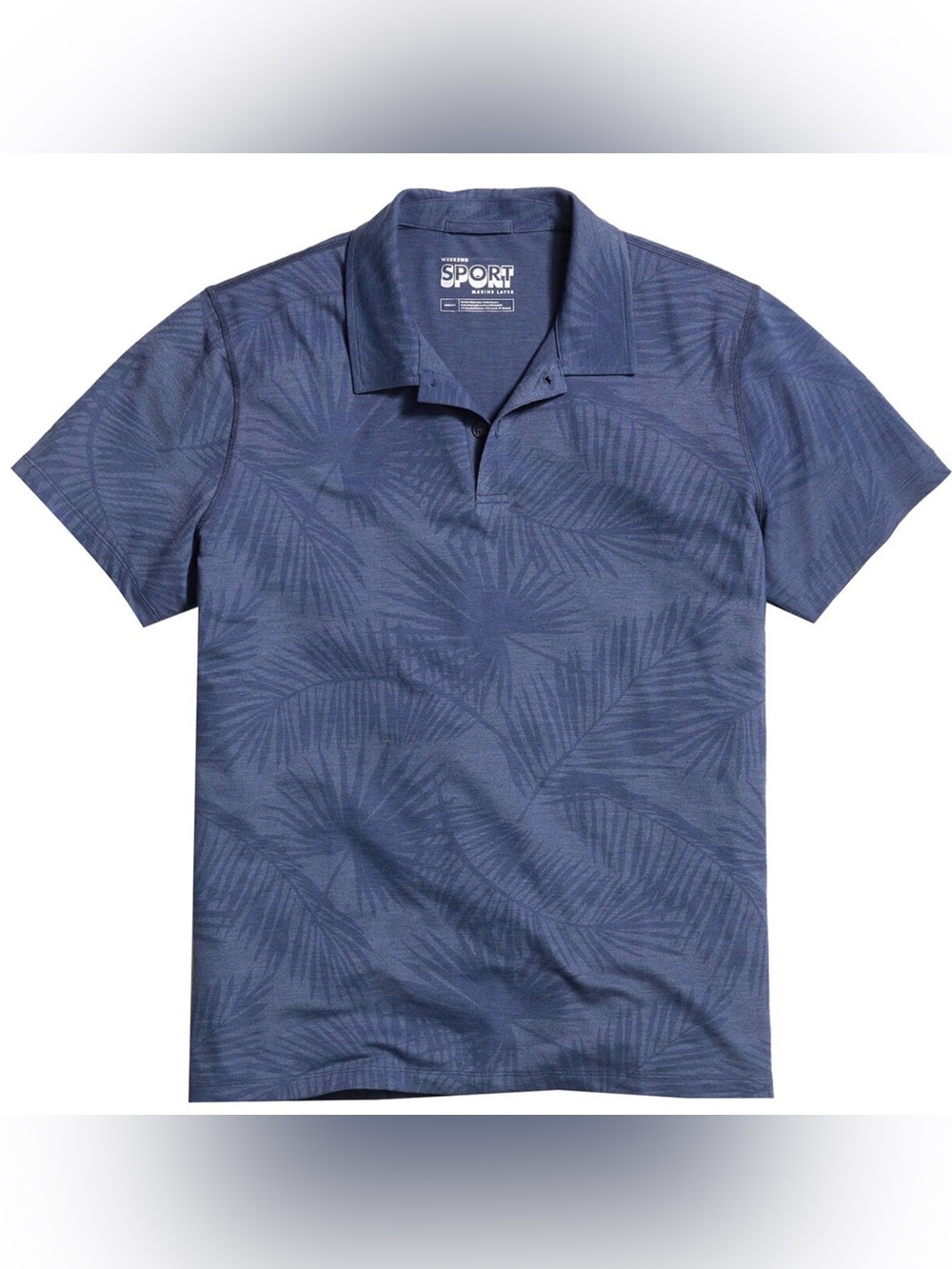 Marine Layer Air Short-Sleeve Polo Shirt Mens M/L Navy Blue